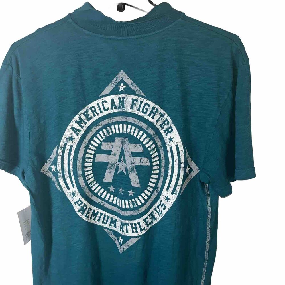 American Fighter Graphic Men’s Polo Shirt Size L Abilene Teal Blue Casual Wear